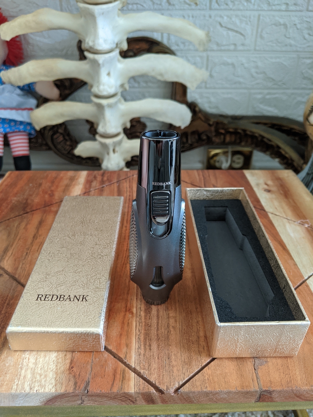 Redbank Black Metal Butane Torch Lighter with Gift Box